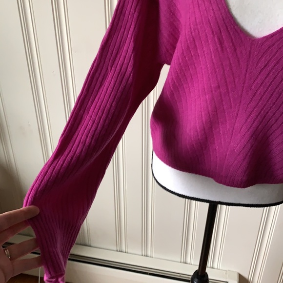 Free People Purple Ribbed Cashmere Sweater Size S NEW - Picture 3 of 6